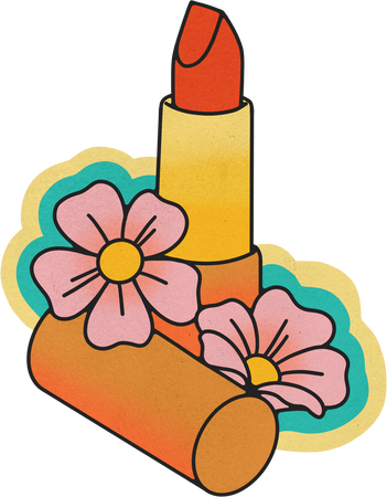 70s Lined Lipstick with Flowers